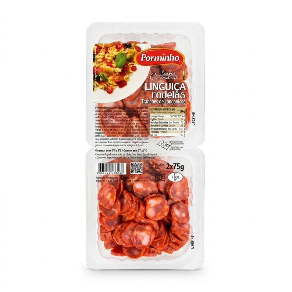LINGUIÇA RODELAS (cx.12emb. 2x75gr) - PORMINHO