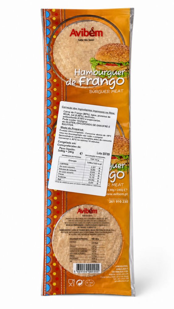 HAMBURGUER FRANGO 80gr CONG. (cx.14 tiras X3un x